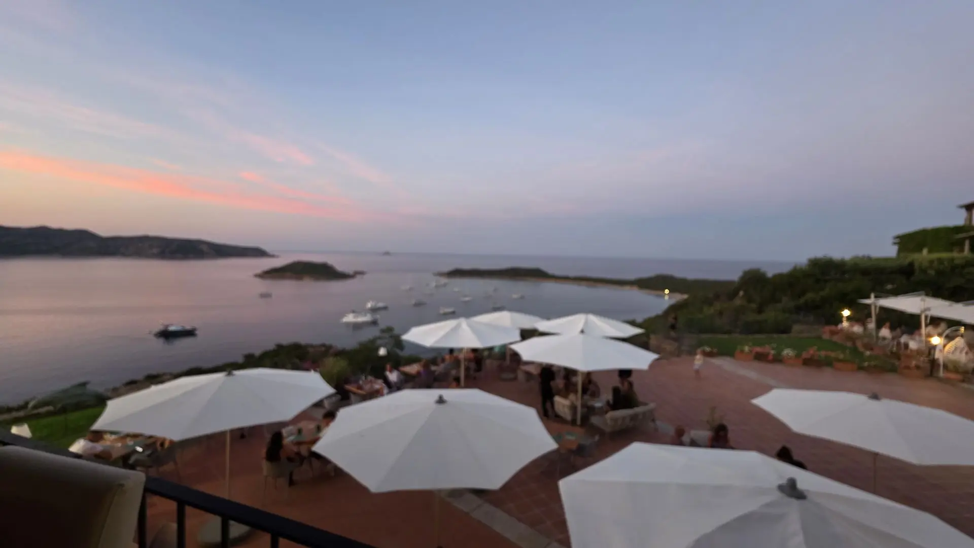 Sunset sea view from the terrace at Ristorante Punta Est